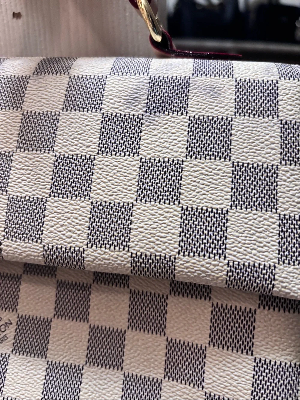 Inspired Damier Check Canvas Top Handle Bag in White/Gray by Louis Vuitton
